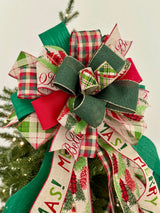 Christmas Trees, Merry Christmas Tree Topper Bow