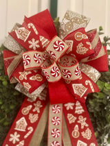 Peppermints & Gingerbread Themed Christmas Bow