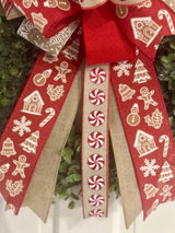 Peppermints & Gingerbread Themed Christmas Bow
