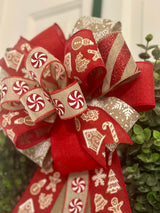 Peppermints & Gingerbread Themed Christmas Bow