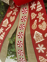 Peppermints & Gingerbread Themed Christmas Bow