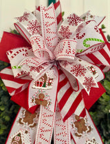 Snowflakes, Candy Canes & Gingerbread Christmas Bow