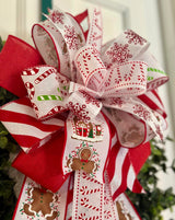 Snowflakes, Candy Canes & Gingerbread Christmas Bow