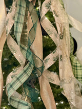 Green & Gold Trees & Reindeer Christmas Tree Topper Bow