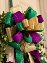 Green, Gold & Purple Mardi Gras Bow