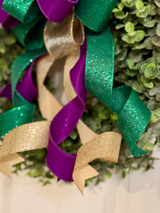 Green, Gold & Purple Mardi Gras Bow