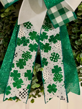 Green & White Four Leaf Clovers St. Patrick's Day Bow