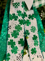 Green & White Four Leaf Clovers St. Patrick's Day Bow