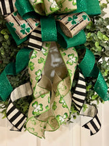 Black, Beige, Green & White St. Patty's Day Bow