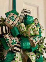 Black, Beige, Green & White St. Patty's Day Bow