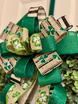 Black, Beige, Green & White St. Patty's Day Bow