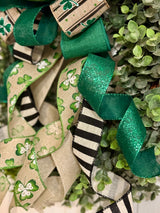 Black, Beige, Green & White St. Patty's Day Bow