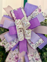 Purple Lavender & Daisies Spring Bow