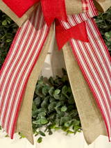 Red, White & Beige Bow
