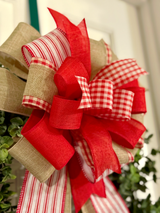 Red, White & Beige Bow