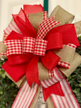 Red, White & Beige Bow