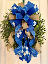 Royal Blue & Beige Bow