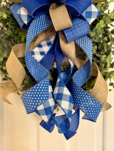 Royal Blue & Beige Bow