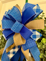 Royal Blue & Beige Bow