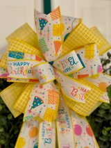 Yellow Happy Birthday Bow