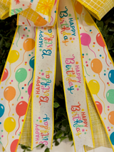 Yellow Happy Birthday Bow