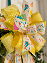 Yellow Happy Birthday Bow