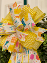 Yellow Happy Birthday Bow