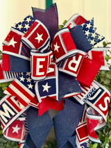 Block Letters USA Bow