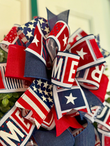 Block Letters USA Bow