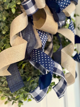 Blue, White & Beige Bow