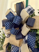 Blue, White & Beige Bow