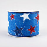 2.5" Patriotic Star Ribbon - Royal Blue (10 Yards)