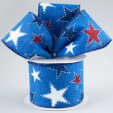 2.5" Patriotic Star Ribbon - Royal Blue (10 Yards)