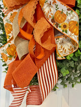 Orange Pumpkins & Lace Fall Bow
