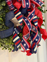 Stripes & Plaid Patriotic Bow