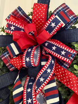 Stripes & Plaid Patriotic Bow