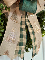 Golden Trees Merry Christmas Bow