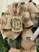 Golden Trees Merry Christmas Bow