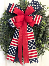 American Flag Blue Base Bow - Emerald's Avenue