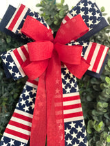 American Flag Blue Base Bow - Emerald's Avenue