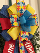 Autism Awareness Welcome Bow - Emerald's Avenue