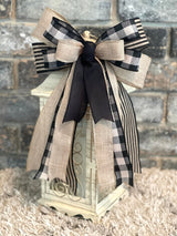 Black & Beige Farmhouse Lantern Bow - Emerald's Avenue