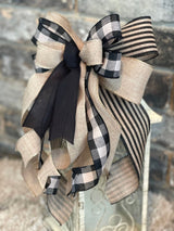 Black & Beige Farmhouse Lantern Bow - Emerald's Avenue