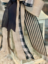 Black & Beige Farmhouse Lantern Bow - Emerald's Avenue