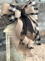 Black & Beige Farmhouse Lantern Bow - Emerald's Avenue