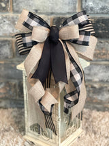 Black & Beige Farmhouse Lantern Bow - Emerald's Avenue