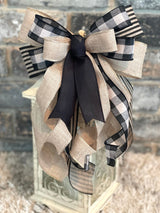 Black & Beige Farmhouse Lantern Bow - Emerald's Avenue