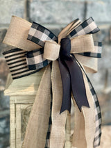 Black & Beige Farmhouse Lantern Bow - Emerald's Avenue