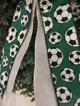Black, Green & White Soccer Bow - Emerald's Avenue