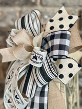 Black & White Farmhouse Lantern Bow - Emerald's Avenue